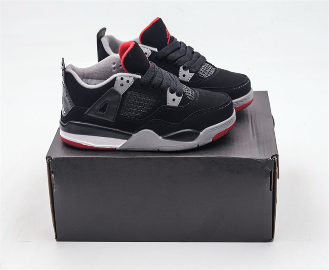 Youth Running weapon Super Quality Air Jordan 4 Black Shoes 031